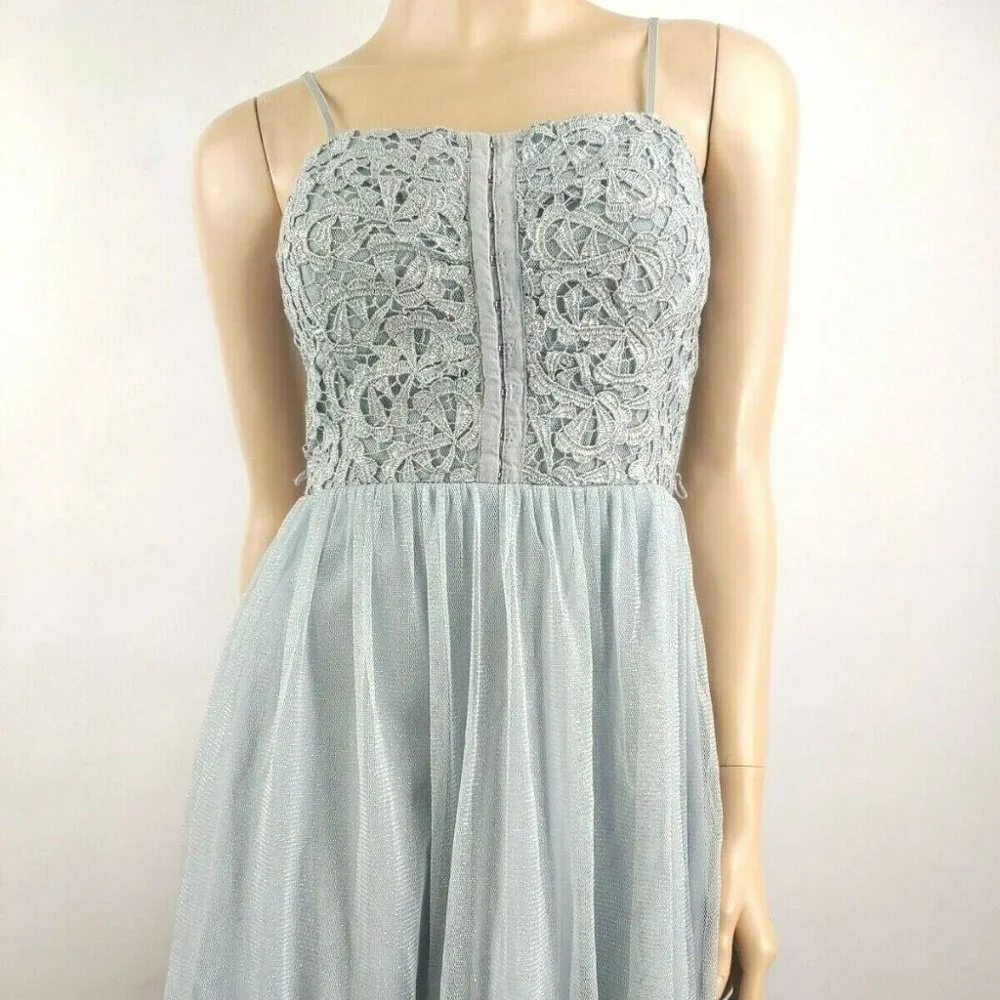 City Triangles Mini Dress Blue Lace And Tulle Size 7 - Picture 1 of 7